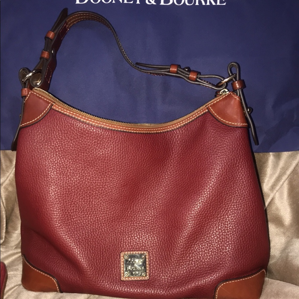 dooney and bourke red pebble hobo handbag